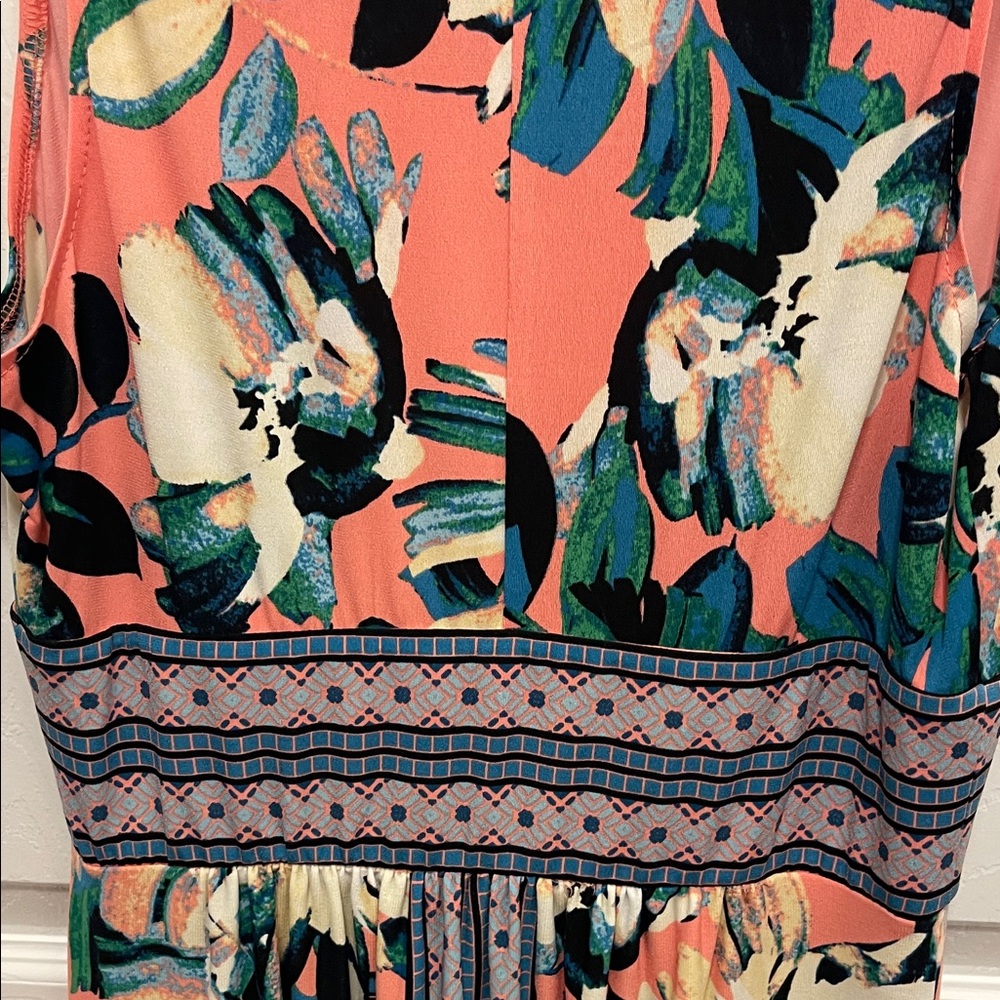 London Times Floral Sleeveless Maxi Dress - Pink and Green - Picture 6 of 6